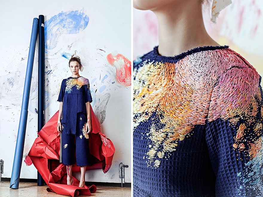 Artists Spent Up To 100 Hours Embroidering Paint On Clothing