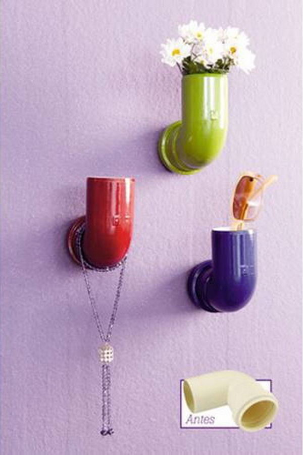Repurpose PVC Pipe Elbows into Colorful Wall Hooks