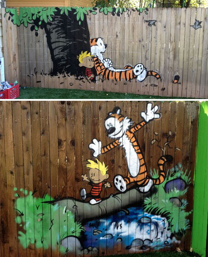 Calvin And Hobbes Mural Fence Décor