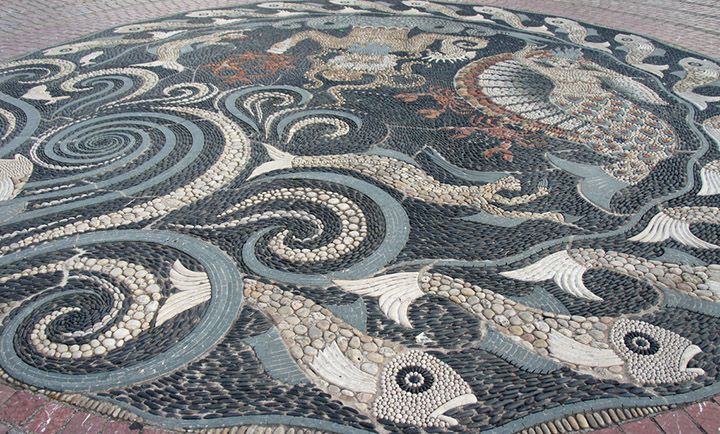 Ocean Creatures Pebble Mosaic Design