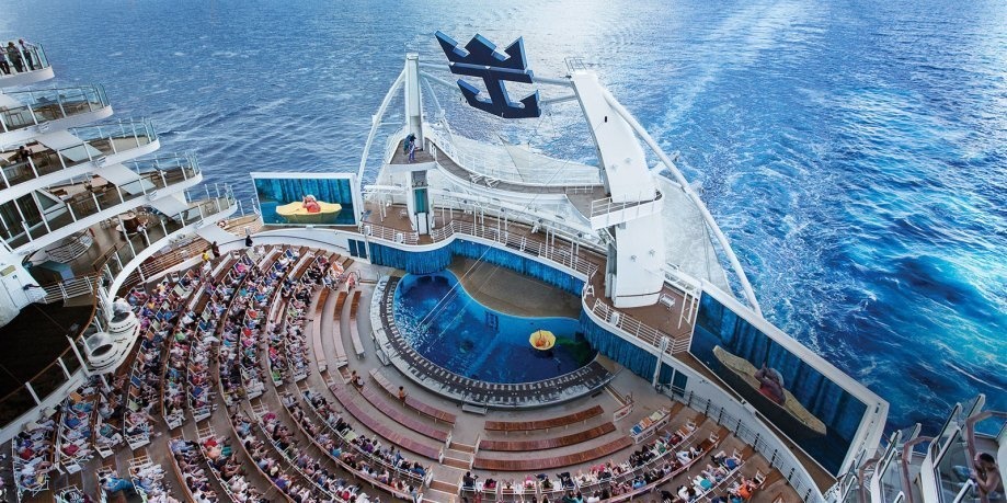 23 pools, 20 restaurants, a theatre, casino, hospital, and jail are just some of the amenities found on the ship.