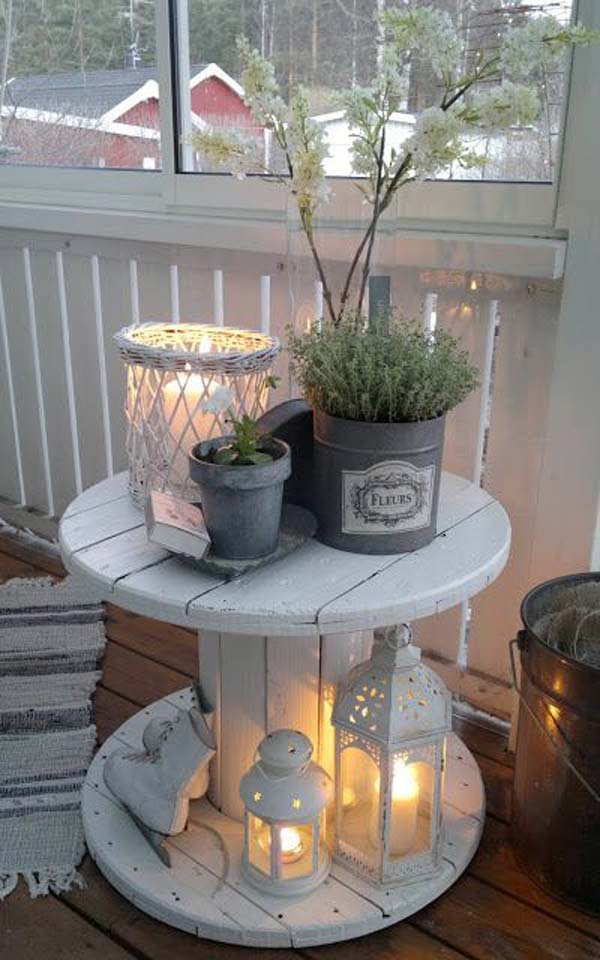 A Cable Roll Can Be Used As A Beautiful Recycled Coffee Table For French Decor.