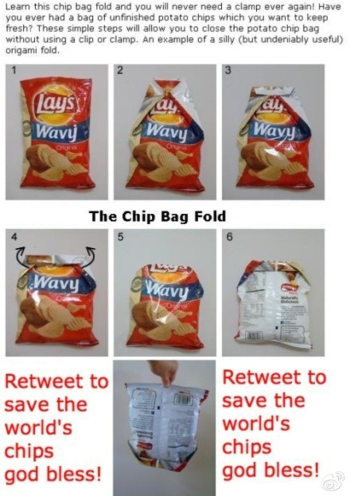 How to properly seal away an open bag of chips.