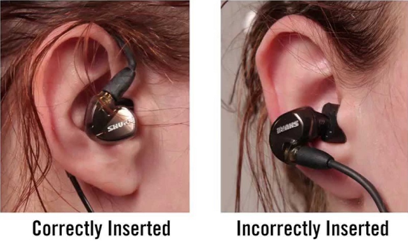Earphones should be coiled over the ear to stay in place.