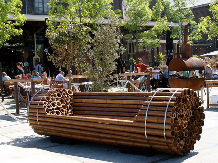 Modern Bamboo Bench In New York