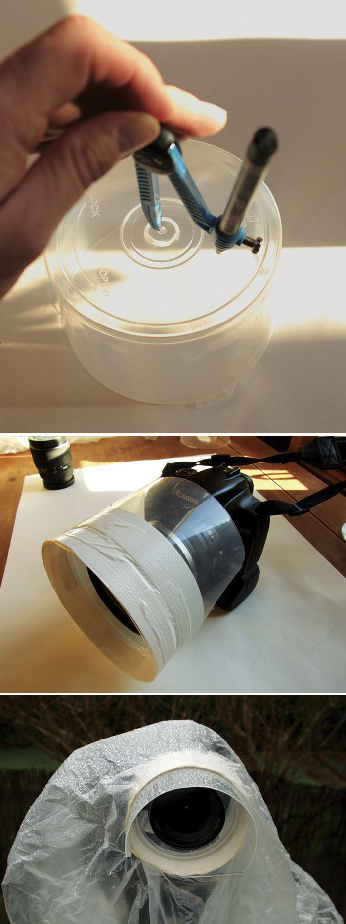 Blank CD Case Is The Perfect Rain Guard For Your Lens