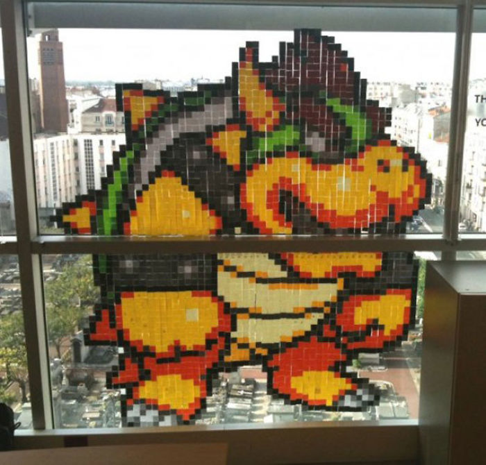 Bored At Work, So Made Bowser With Post-Its
