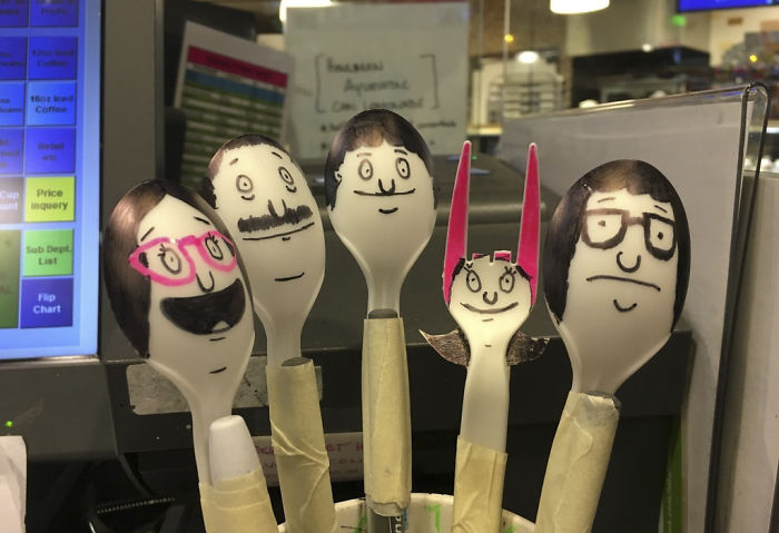 I Got Bored At Work, So I Drew The Belchers On Spoons