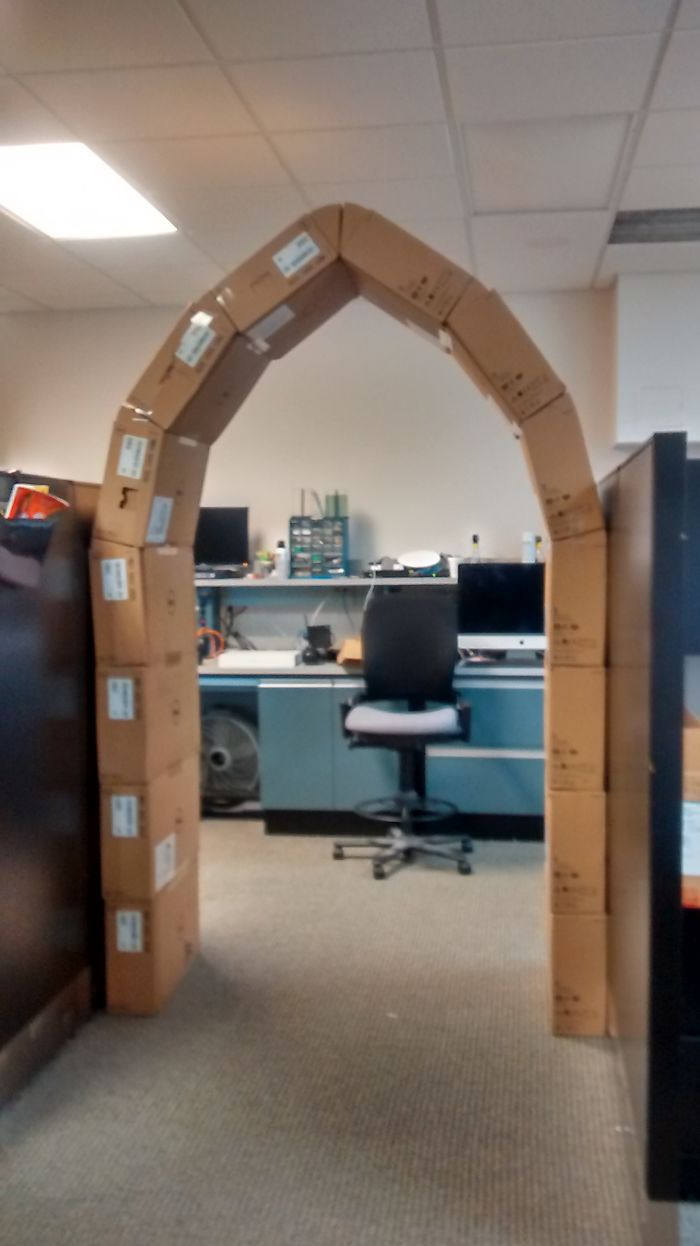 Bored At Work, Arch From Empty Monitor Boxes