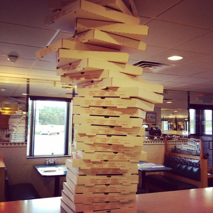 Folding Pizza Boxes. This Is What Happens When The Restaurant Is Slow.
