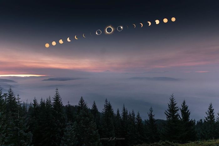 The Great American Eclipse As Seen From Oregon. Millions Of People Gathered To The Narrow Path Of Totality To Witness One Of The Most Epic Astronomical Phenomenon's Of The Century