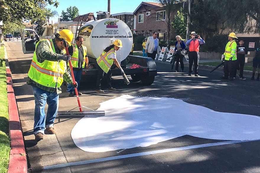 Temperatures in Los Angeles reach dangerous levels, so the city has started a pilot project to test out the “cool pavement”