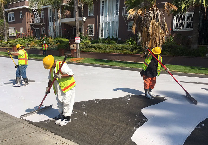 15 streets were covered with this asphalt-based paint-like substance to cool down the streets