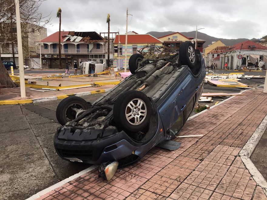 Car Was Left Overturned After Hurricane Irma Smashed In St Martin