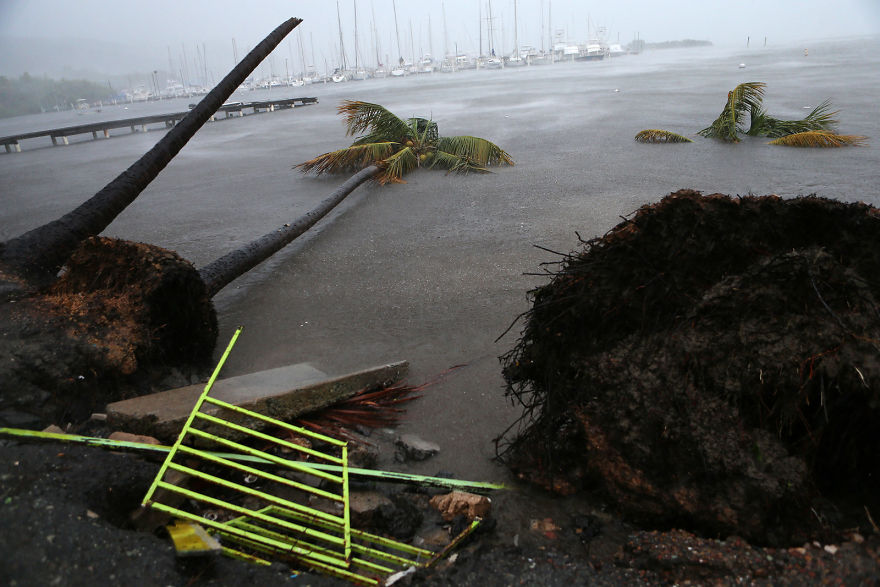 Debris Is Seen During A Storm Surge Near The Puerto Chico Harbor In Fajardo, Puerto Rico