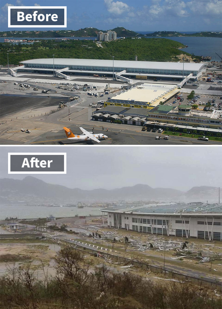 Princess Juliana Airport (Before And After Irma Damage)