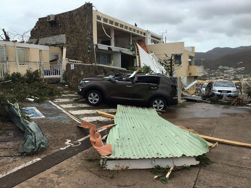Cars Were Crushed By Flying Debris And Roofs Were Torn Off Houses On Saint Martin As The Storms Hit