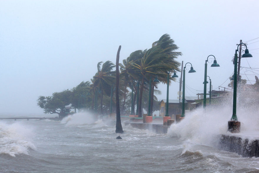 Waves Crash Against A Seawall As Hurricane Irma Slams Fajardo, Puerto Rico, On Wednesday