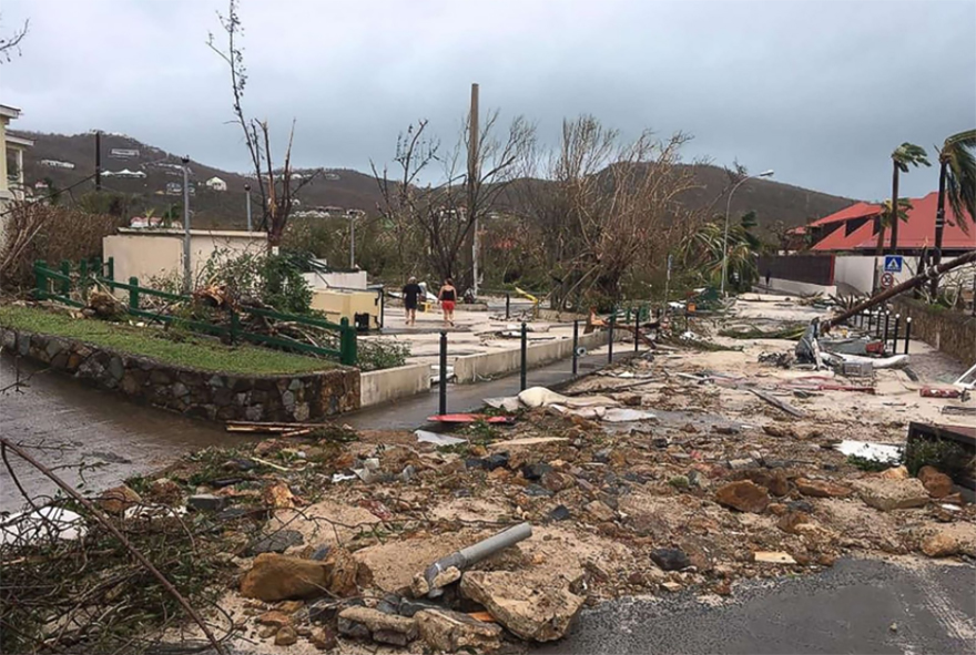 Damaged Street Of Gustavia On Saint-Barthelemy In The Caribbean