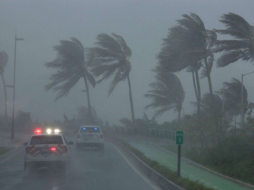 Police Patrol The Area As Hurricane Irma Slams Across Islands In The Northern Caribbean On Wednesday, In San Juan, Puerto Rico