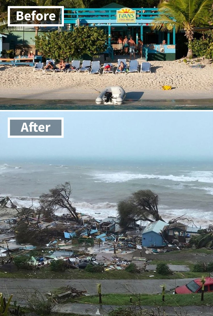 The Popular Ivan's Stress-Free Bar On Jost Van Dyke In The British Virgin Islands (Before And After Irma Damage)