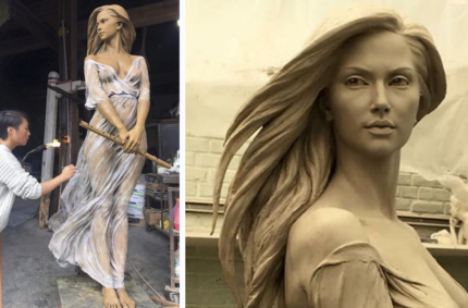 Life-Sized Female Sculptures Inspired by the Graceful Beauty of Renaissance Art