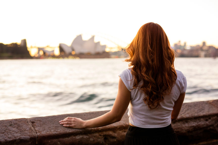 Italian Redhead Benedette Watching The Sunset In Sydney