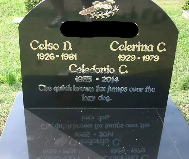 Dad Wanted To Update My Grandparents' Tombstone To Include My Uncle Who Died This Year. He Sent Sample Text To Show The Font He Wanted For The Names