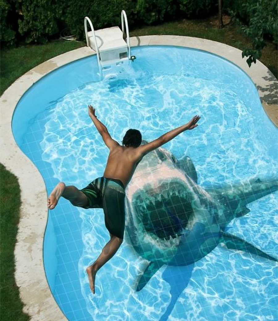 Surprise your guests with unique and terrifying swimming pool tiles.