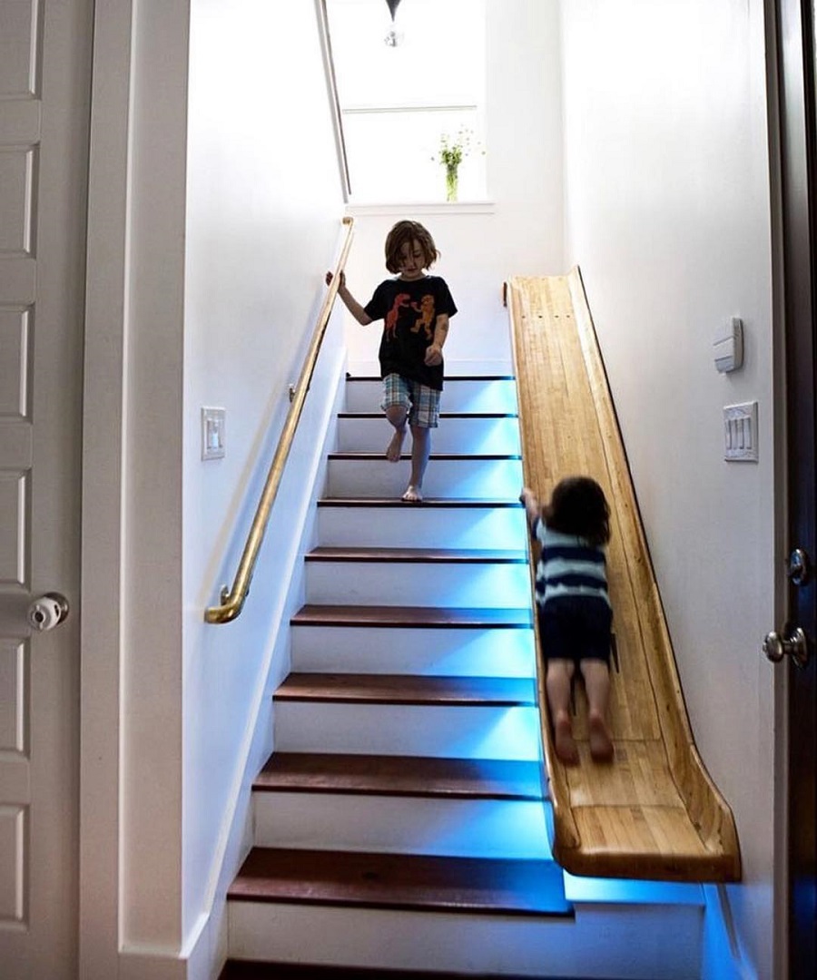 Cheer your kids up with a fun slide instead of a boring staircase.