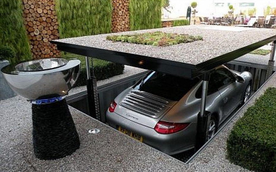 Hide your car with this hideaway car elevator.