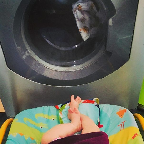 In Need Of A Little Bit Of Hands-Free Time? Place Your Baby In Front Of The Washing Machine For A Whole New World Of Entertainment