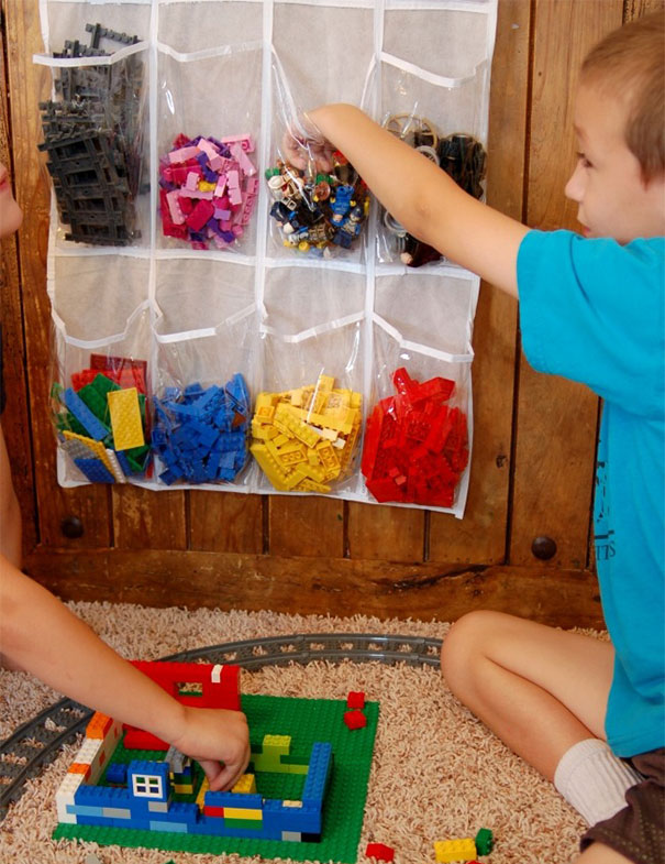 Use Shoe Storage Bag To Store And Organize Legos By Color