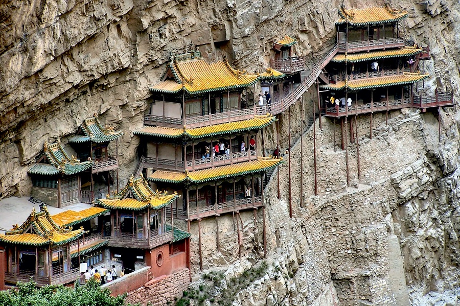 The Hanging Temple In China, And Its Thigh High Guard Rails