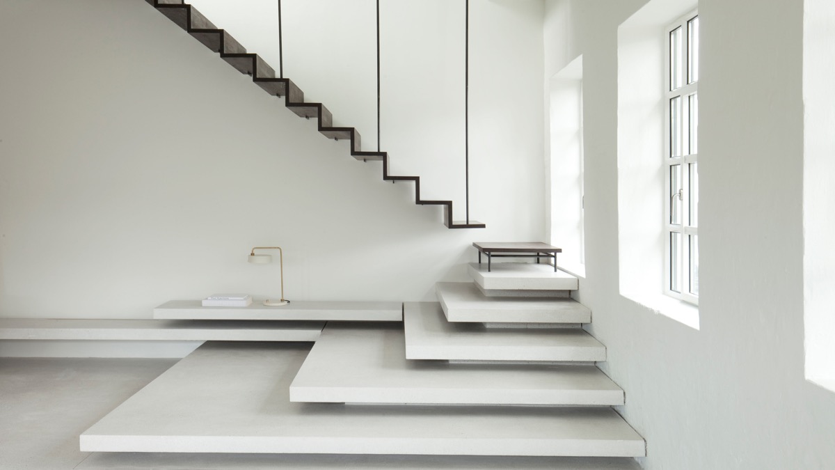 Let your staircase be something else – or several things. A platform, a bench, a desk, a small table; this staircase appears to be all of those things before fulfilling its final destiny.