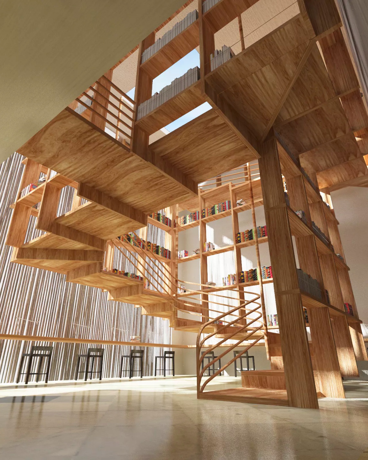 Wanna go even bigger? How about this giant library stairwell.