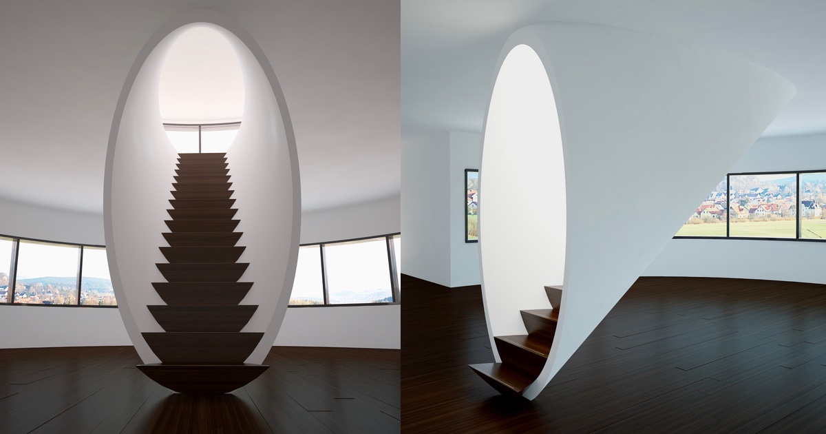 Forget everything that you thought you knew about staircases in order to bring about the birth of a new concept, like this egg shaped vision.