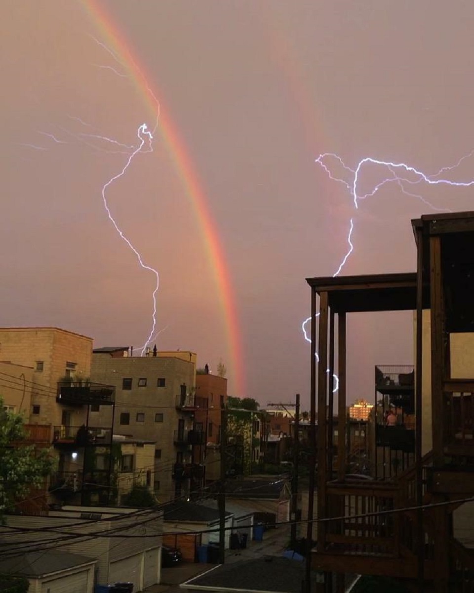 Double Rainbow Strike Over Chicago, Illinois