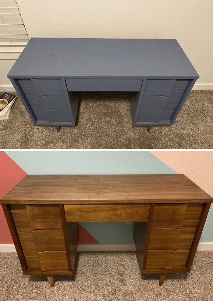 Restored This Johnson Carper Fashion Trend Desk. This Paint Did Not Want To Come Off