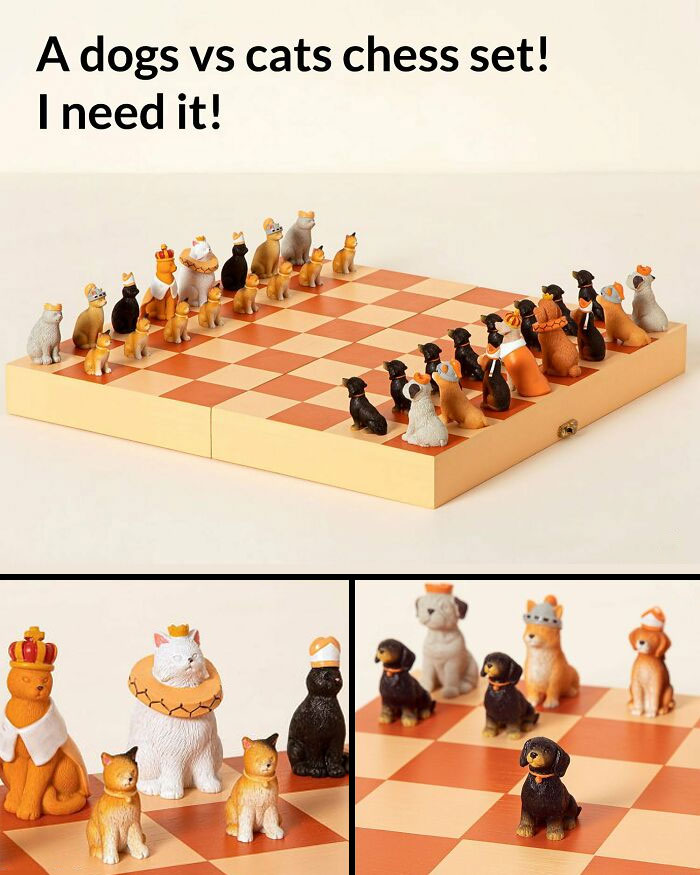 Dogs Vs Cats Chess Set!