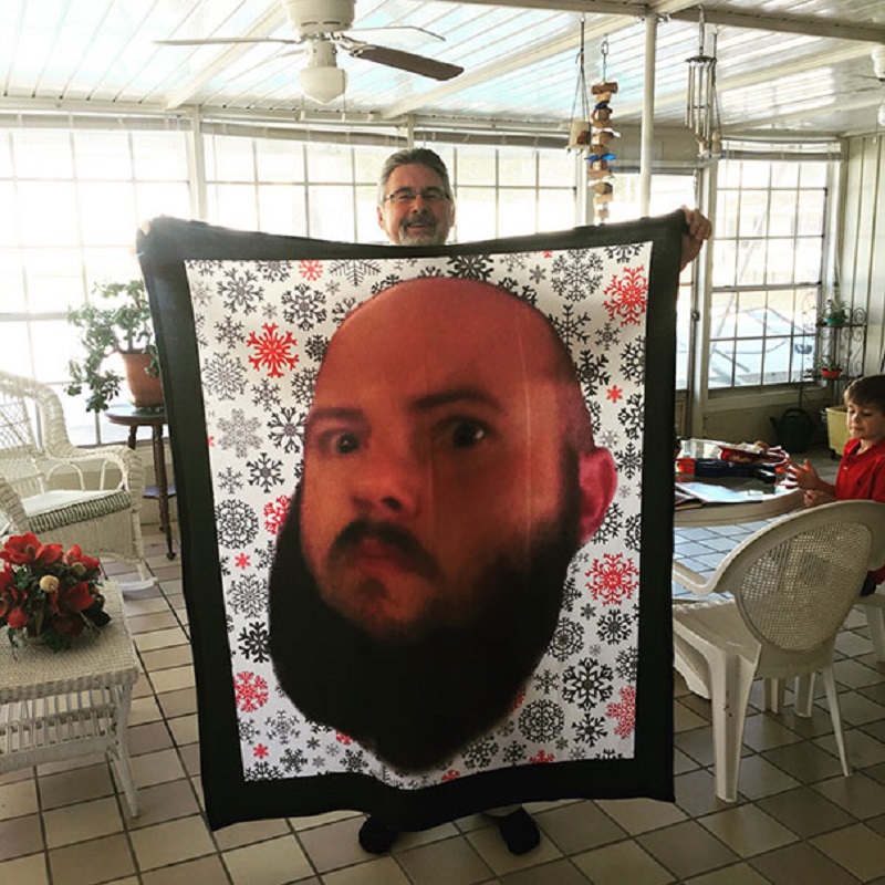 I Gave My Dad A Blanket With My Face On It Because I've Always Wanted To Give Someone A Blanket With My Face On It