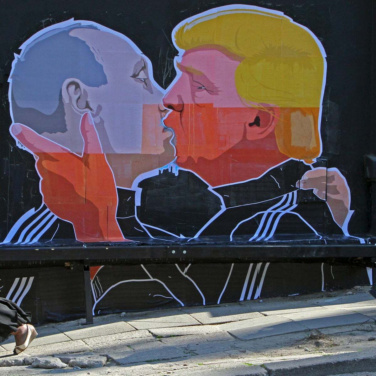 This Mural On The Side Of A Restaurant In Lithuania Depicts Donald Trump Kissing Vladimir Putin