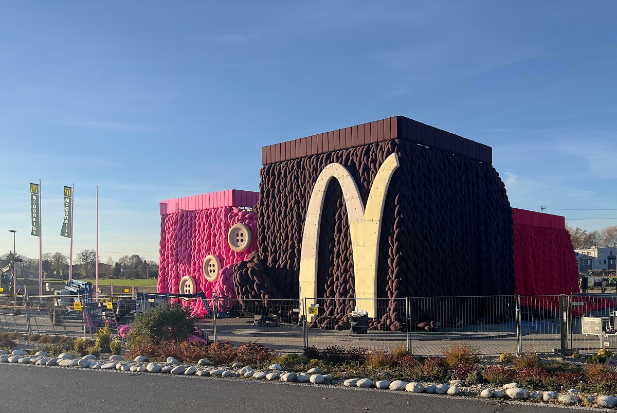 McDonald's Covered In Giant Yarn
