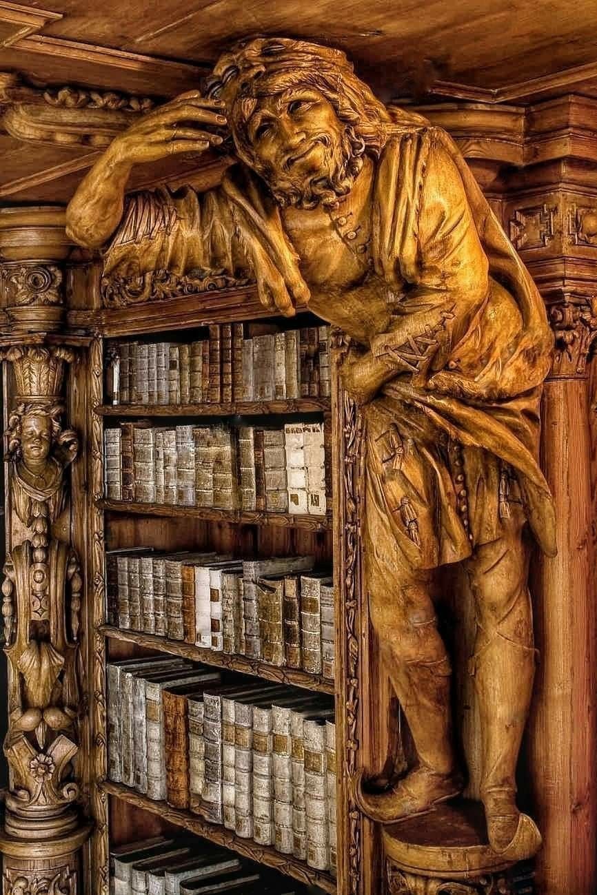 A Bookshelf In The Abbey Of Waldsassen In Bavaria, Germany