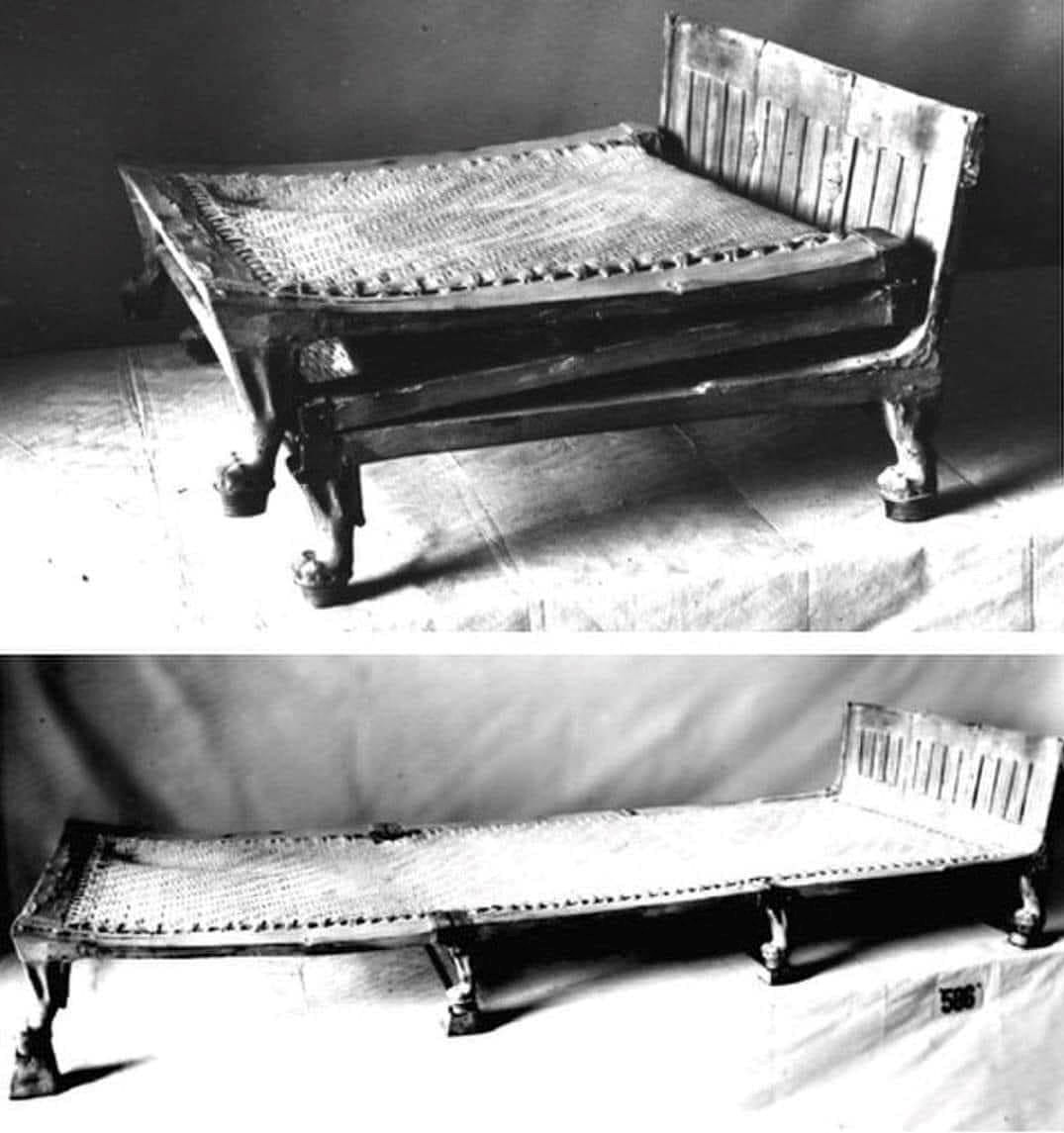 A Three-Fold Bed Found In Tutankhamun's Tomb In The Valley Of The Kings, Luxor, Egypt. It's Believed To Be The First Of Its Kind, And Highly Sophisticated For Its Time. The Bed Folded Up Into A Z-Shape, Making It Compact And Easy To Transport