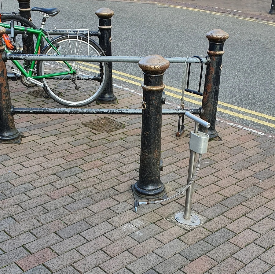 A Bike Pump Was Permanently Installed Next To The Bike Lock-Up Area