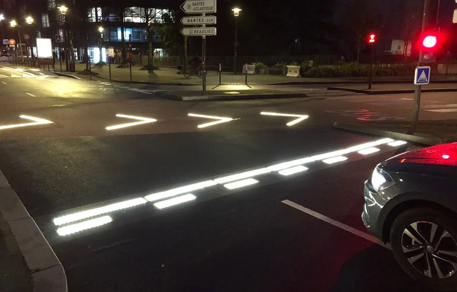 Luminous Road Markings In Nantes, France