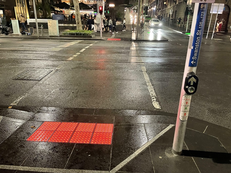 The Tactile Paving Changes Colors Depending On The Traffic Lights