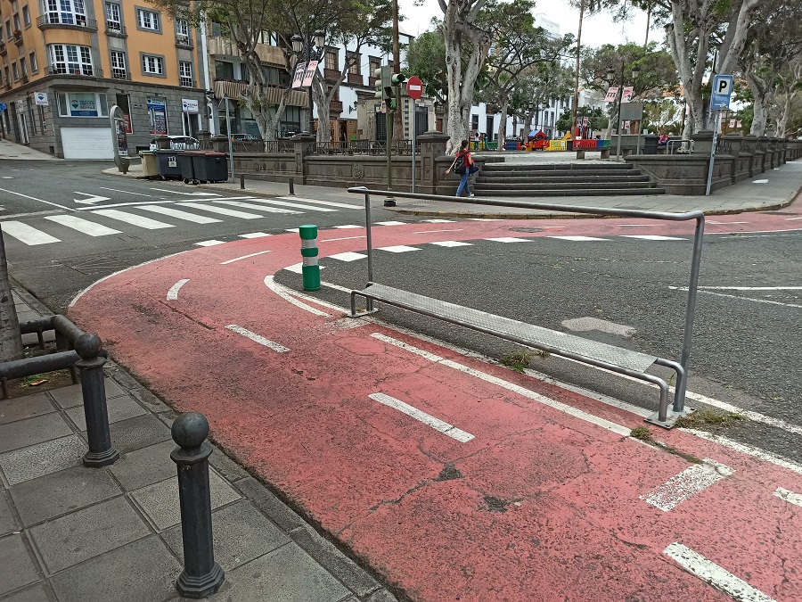 Metal Equipment That Allows Cyclists To Stand Up Straight While Being Stationary Waiting For The Green Light. Spain