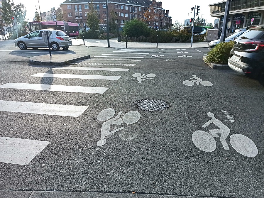Pedestrian Crossing + Bicycle Crossing In France